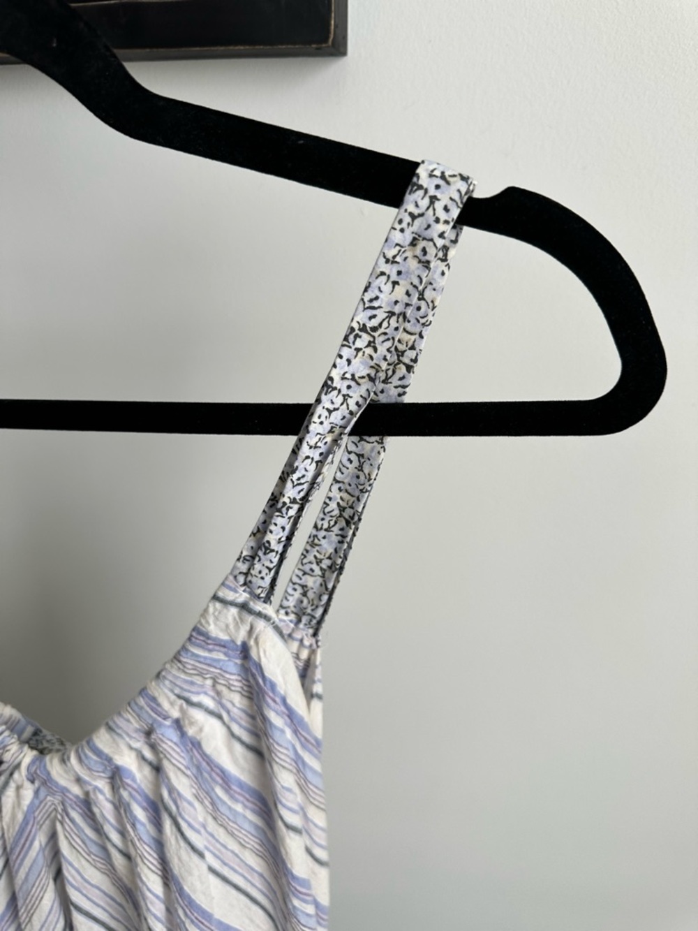 La Vie Rebecca Taylor Blue & White Striped Midi Dress | V-Neck Flowy Sundress - Picture 6 of 16